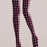 Viken | Ciorapi și leggings verzi cu dungi Urgundy