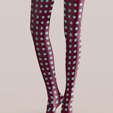 Viken | Ciorapi și leggings verzi cu dungi Urgundy