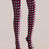 Viken | Ciorapi și leggings verzi cu dungi Urgundy
