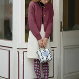 Viken | Ciorapi și leggings verzi cu dungi Urgundy