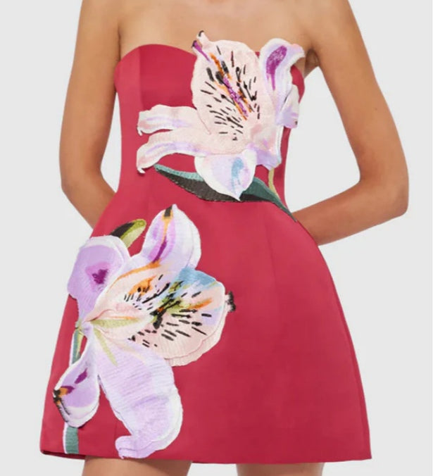 Rochie mini cu top tub brodat floral