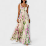 Penelope | Rochie maxi din chiffon cu motive florale