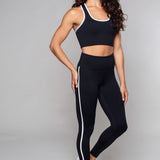 Kristi | Leggings din tricot cu detalii din tuburi – talie foarte înaltă, negri/albi