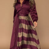 Aria – Rochie Elegantă cu Imprimeu în Dungi