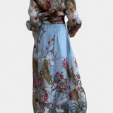 Sanne | Set elegant: cămașă cu imprimeu floral și pantaloni ondulați