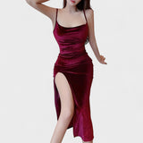 Gabriela | Rochie din catifea cu fante pe laterale