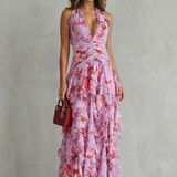 Belladina™ | Rochie maxi cu flori romantice și detalii cu volane