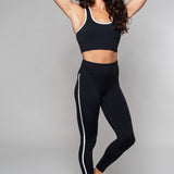 Kristi | Leggings din tricot cu detalii din tuburi – talie foarte înaltă, negri/albi