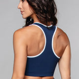 Piret | Sutien Sport Top-Bralette cu detalii din tuburi albastru închis / alb