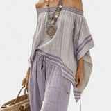 Natália | Set elegant boho Bardot din bambus ușor