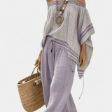 Natália | Set elegant boho Bardot din bambus ușor