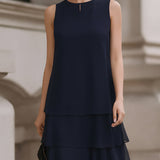 Rochie fără mâneci din chiffon în straturi