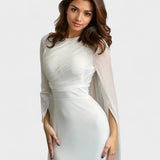 Isabela | Rochie din satin modest cu mâneci deschise