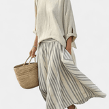 Bárbara | Set elegant din tricot de bambus cu dungi