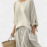 Bárbara | Set elegant din tricot de bambus cu dungi