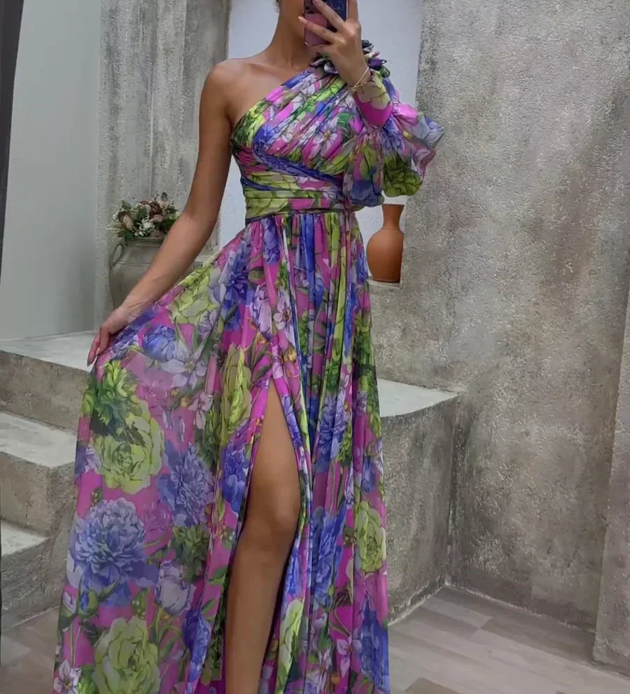 Whitney | Rochie elegantă și fluidă cu un umăr pentru evenimente de vară