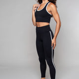 Kristi | Leggings din tricot cu detalii din tuburi – talie foarte înaltă, negri/albi