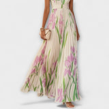 Penelope | Rochie maxi din chiffon cu motive florale