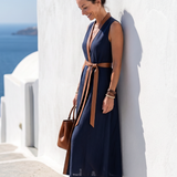 Myra | Rochie Midi cu Linia de Contrast