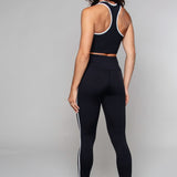 Kristi | Leggings din tricot cu detalii din tuburi – talie foarte înaltă, negri/albi