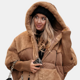 Gabriela – Jachetă Puffer Oversized cu Glugă și Patchwork