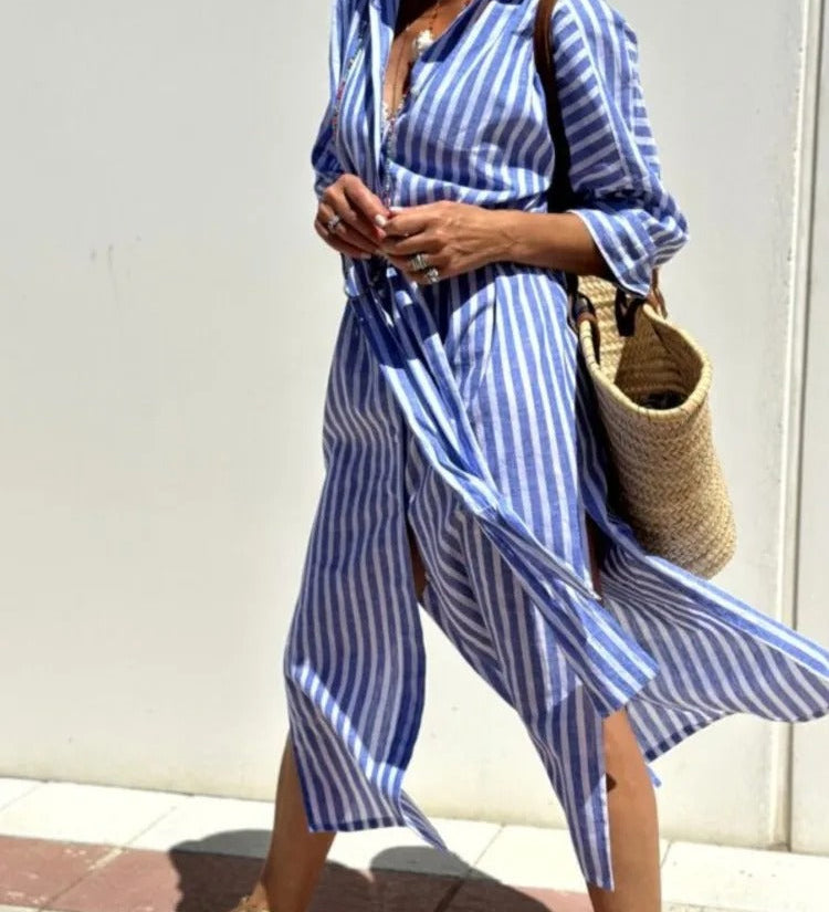 Delia – Rochie cămașă cu dungi