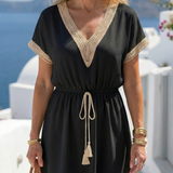 Pira | Rochie cu mânecă scurtă și dantelă croșetată