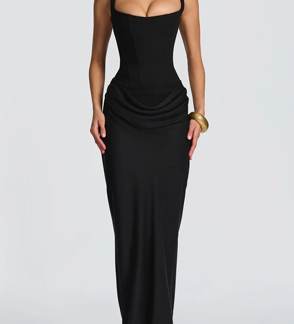 Daria – Rochie Maxi cu Decolteu Pătrat
