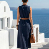 Myra | Rochie Midi cu Linie de Contrast