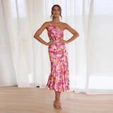 Viktoria – Rochie maxi asimetrică cu model floral