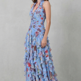 Belladina™ | Rochie maxi cu flori romantice și detalii cu volane