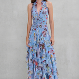 Belladina™ | Rochie maxi cu flori romantice și detalii cu volane