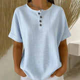 Bluza Elodie – Cu Dungi, Guler Rotund și Nasturi