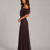 Rochie maxi Toledo din plasă, cu un singur umăr