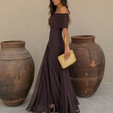 Rochie maxi Toledo din plasă, cu un singur umăr