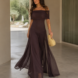 Rochie maxi Toledo din plasă, cu un singur umăr