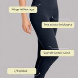 Anne | Pantaloni "All Day" cu Talie Înaltă 7/8 – Negru de Noapte