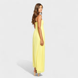 Flossie | Rochie maxi cu volan lateral de culoare galbenă