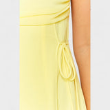 Flossie | Rochie maxi cu volan lateral de culoare galbenă