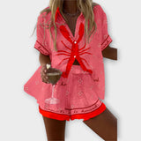 Beatriz | Set de costume de baie roz deschis cu model de homar