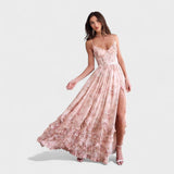 Florencia | Rochie lungă boho cu fante și volane.