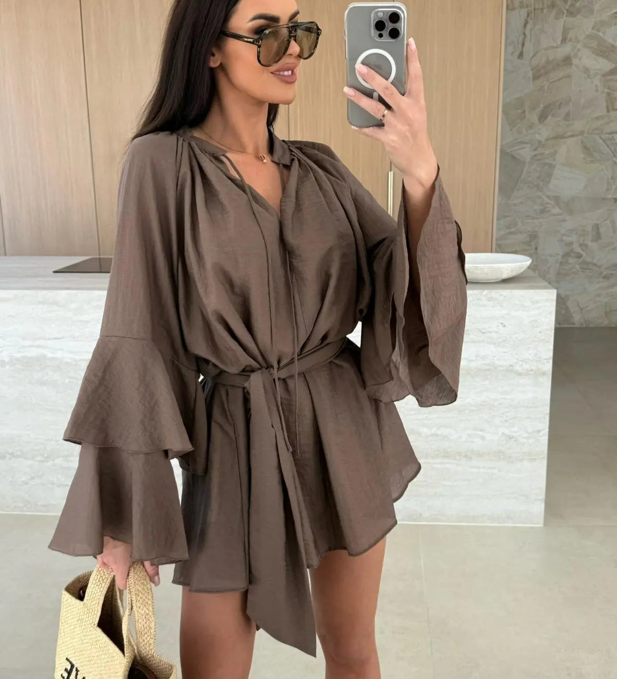 Dina – Rochie cămașă cu curea