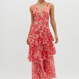 Faye – Rochie Midi de Damă Elegantă cu Volane și Spate Deschis