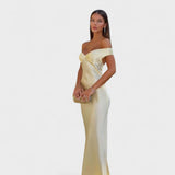 Bárbara | Rochie maxi din satin cu spate descoperit