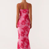 Soraya – Rochie Maxi de Damă Brodată Elegantă Roz