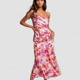 Viktoria – Rochie maxi asimetrică cu model floral