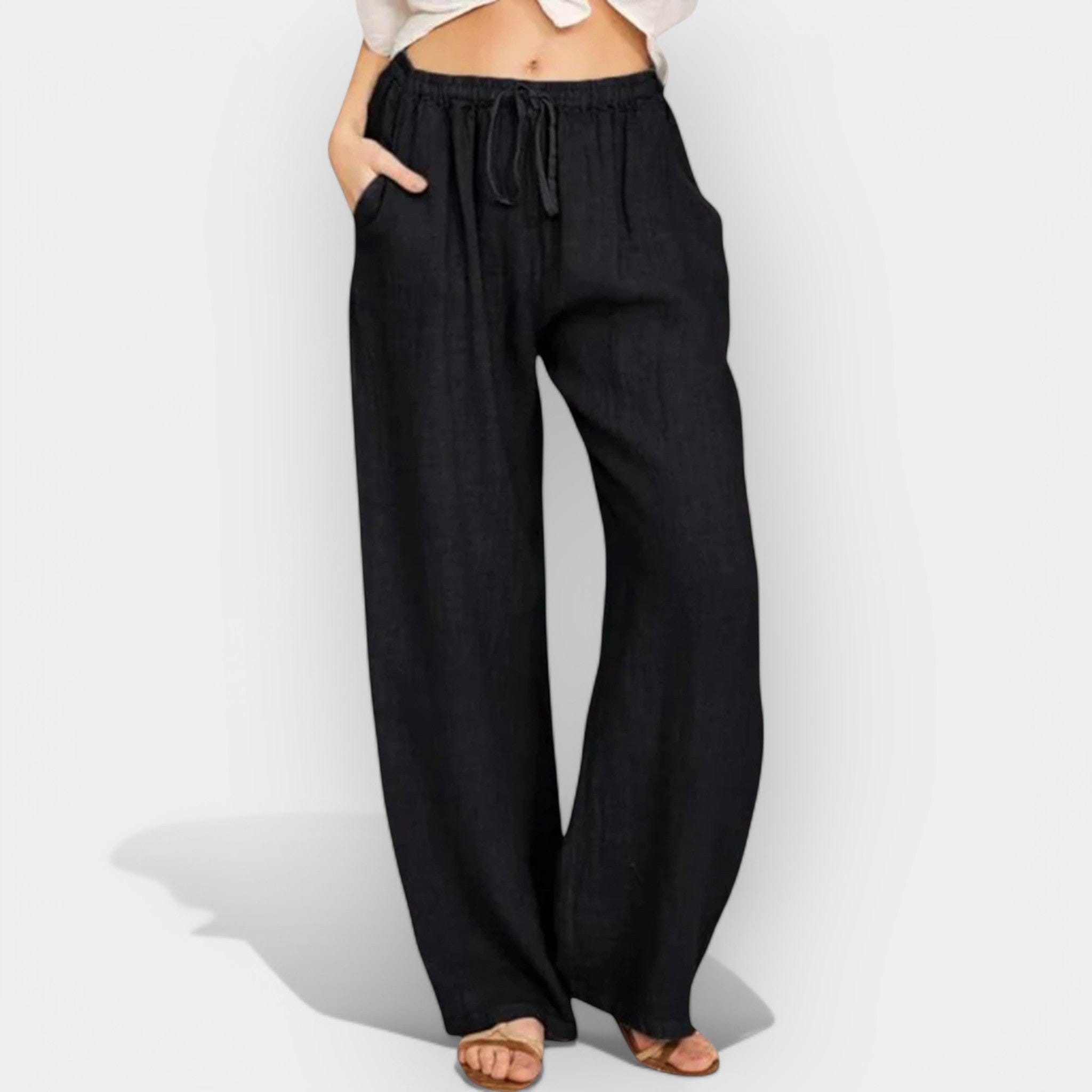 Malika | Pantaloni din in cu design fluid