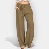 Malika | Pantaloni din in cu design fluid