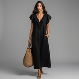 Emma | Rochie maxi în stil boho din in și bumbac