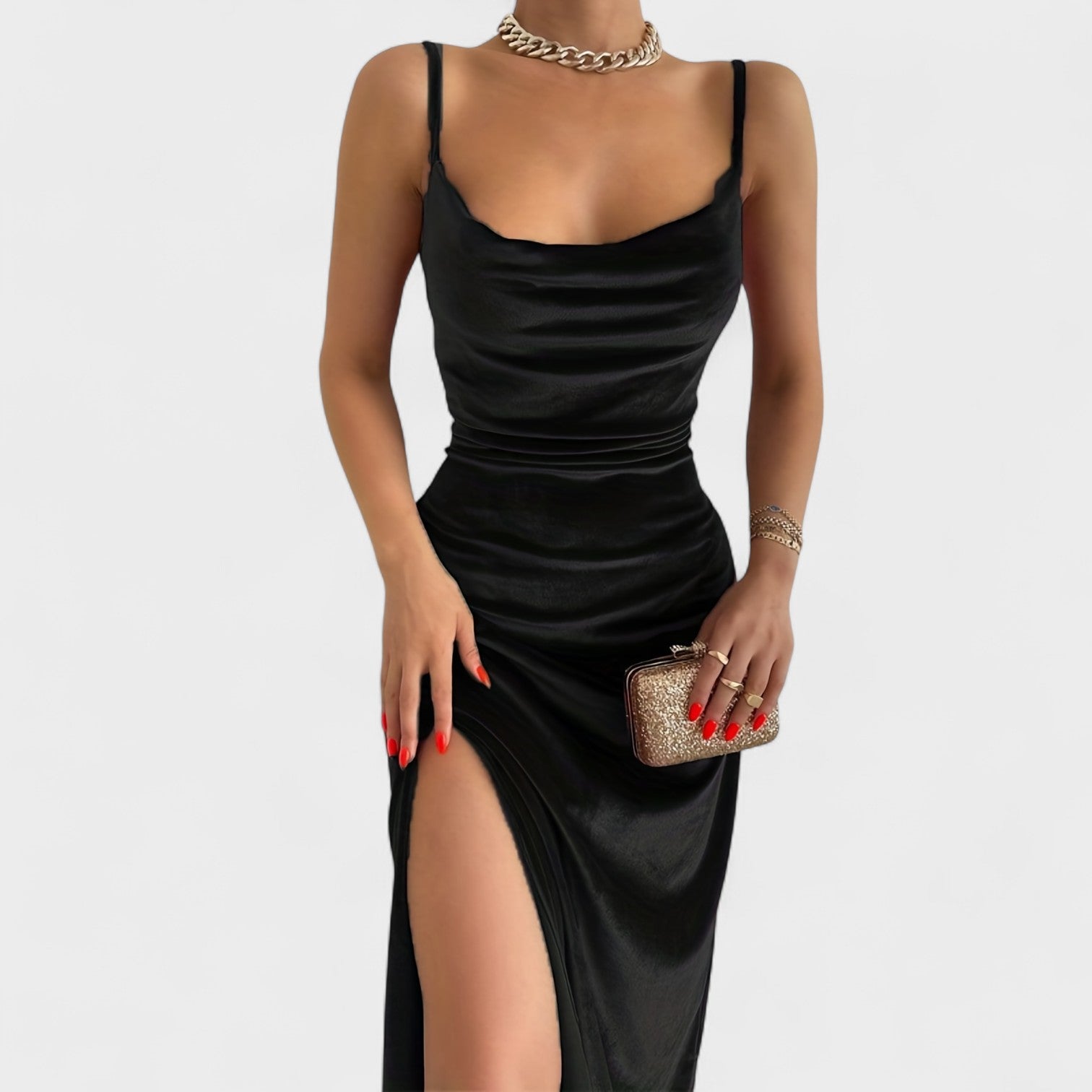 Gabriela | Rochie din catifea cu fante pe laterale